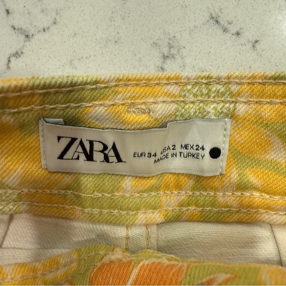 ZARA- The Marine Straight Sunflower Yellow Jeans - Size 2 - Picture 5 of 9